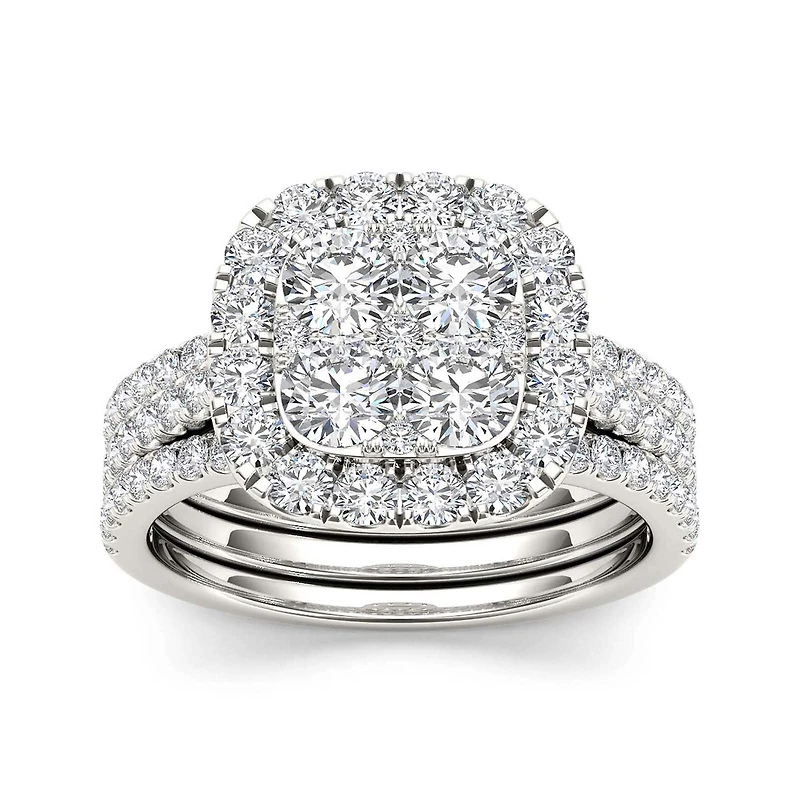 2 CT.T.W. Natural Diamond 14K White Gold Bridal Set