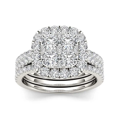 2 CT.T.W. Natural Diamond 14K White Gold Bridal Set