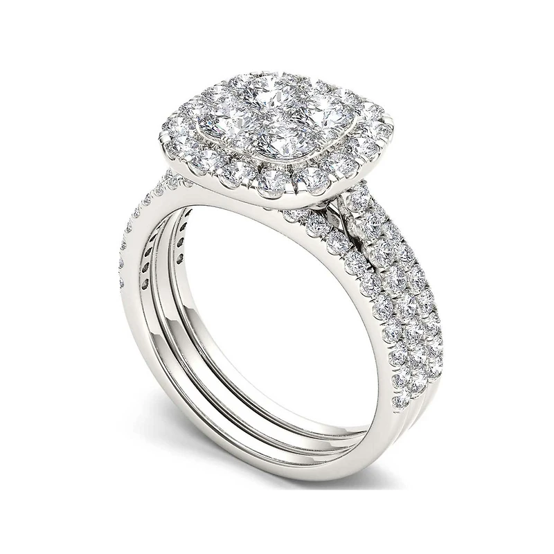 2 CT.T.W. Natural Diamond 14K White Gold Bridal Set