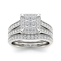 1 1/2 CT.T.W. Natural Diamond 14K White Gold Bridal Set