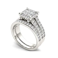 1 1/2 CT.T.W. Natural Diamond 14K White Gold Bridal Set