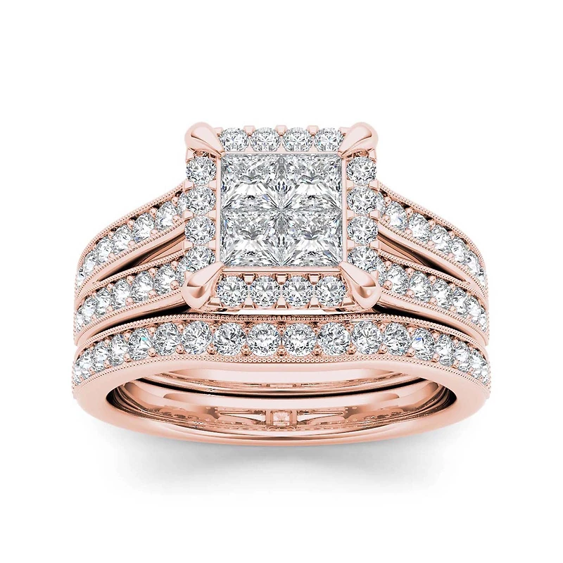 1 1/2 CT.T.W. Natural Diamond 14K Rose Gold Bridal Set