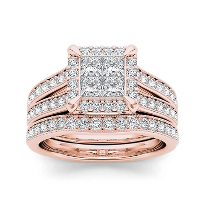 1 1/2 CT.T.W. Natural Diamond 14K Rose Gold Bridal Set