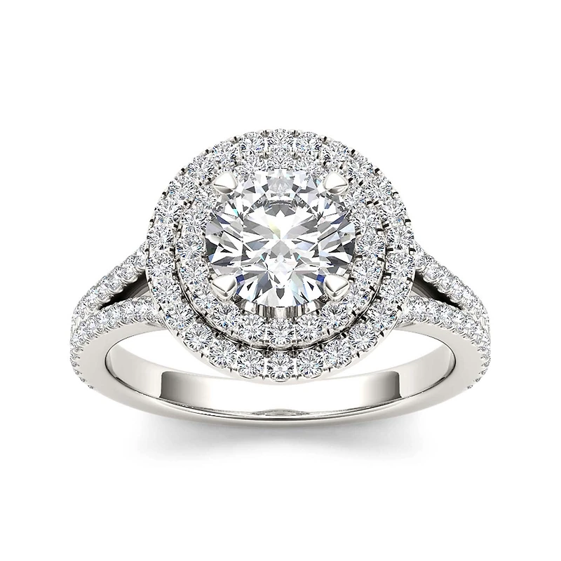 1 1/2 CT.T.W. Natural Diamond 14K White Gold Engagement Ring