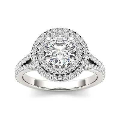 1 1/2 CT.T.W. Natural Diamond 14K White Gold Engagement Ring