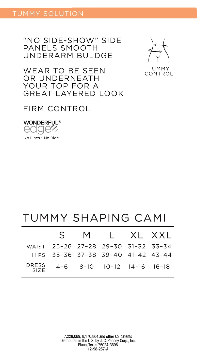Ambrielle No Side-Show Waist Shaping Tank Shapewear Camisole