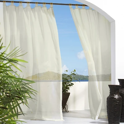 Outdoor Decor Escape Solid Tab Top Energy Saving Light-Filtering Single Curtain Panel