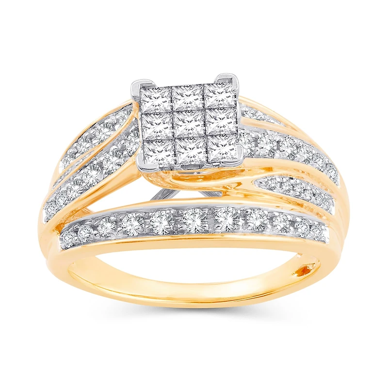 Womens CT. T.W. Natural White Diamond 10K Gold Engagement Ring