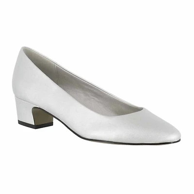 Easy Street Prim Womens Pointed Closed Toe Block Heel Pumps