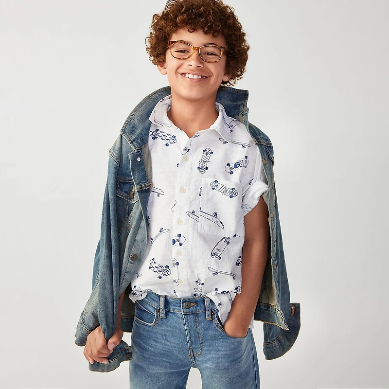 Thereabouts Little & Big Kid Boys Denim Hooded Midweight Trucker Jacket