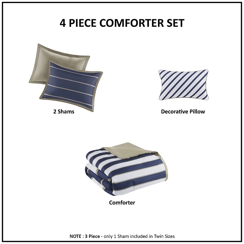 Intelligent Design Garrett Striped Comforter Set with decorative pillow