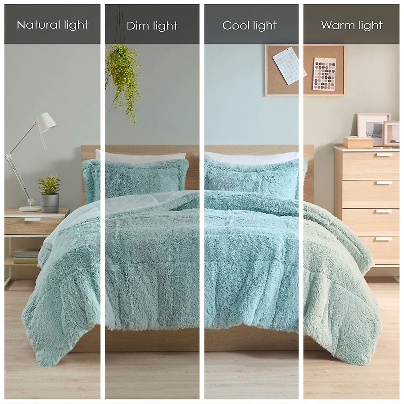 Intelligent Design Leena Shaggy Faux Fur Comforter Mini Set