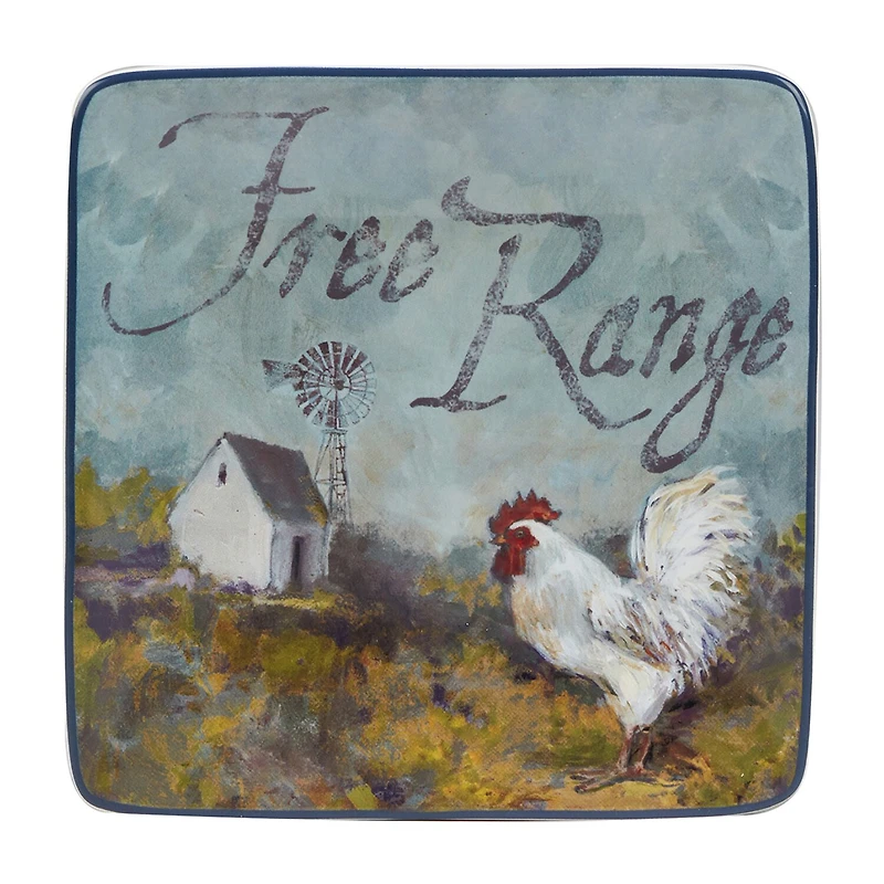 Certified International Rooster Meadow 4-pc. Earthenware Appetizer Plate