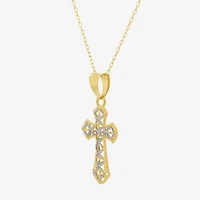 Made in Italy Womens 14K Two Tone Gold Cross 18 Inch Pendant Necklace