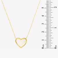 Womens White Mother Of Pearl 14K Gold Heart 17 Inch Pendant Necklace