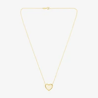 Womens White Mother Of Pearl 14K Gold Heart 17 Inch Pendant Necklace