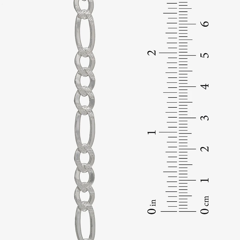 Made in Italy Mens Sterling Silver 8 1/2 Inch Solid Figaro Chain Bracelet