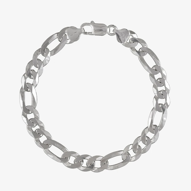 Made in Italy Mens Sterling Silver 9 Inch Solid Figaro Chain Bracelet