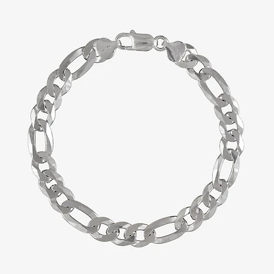 Made in Italy Mens Sterling Silver 9 Inch Solid Figaro Chain Bracelet