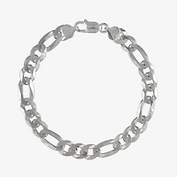Made in Italy Mens Sterling Silver 9 Inch Solid Figaro Chain Bracelet
