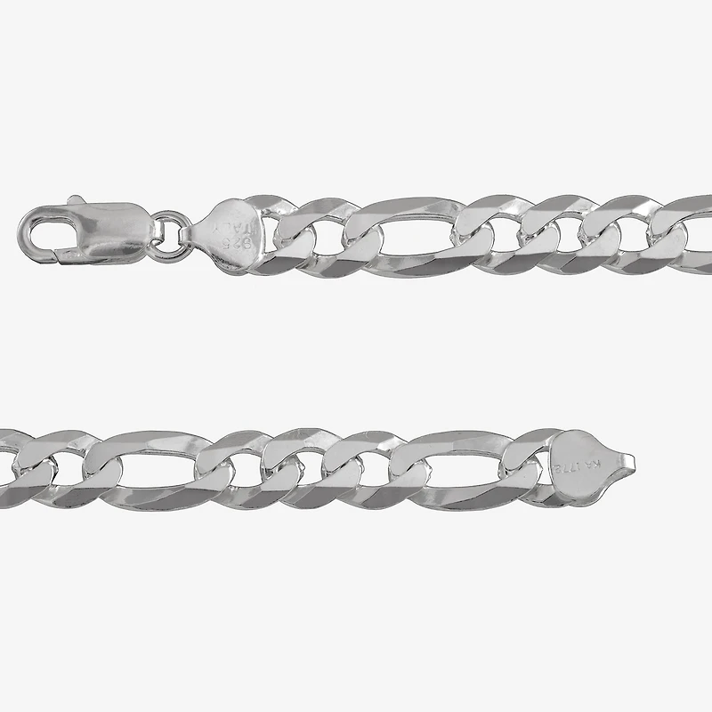 Made in Italy Mens Sterling Silver 9 Inch Solid Figaro Chain Bracelet