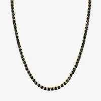 Mens Black Spinel 14K Gold Over Silver 22 Inch Tennis Necklace
