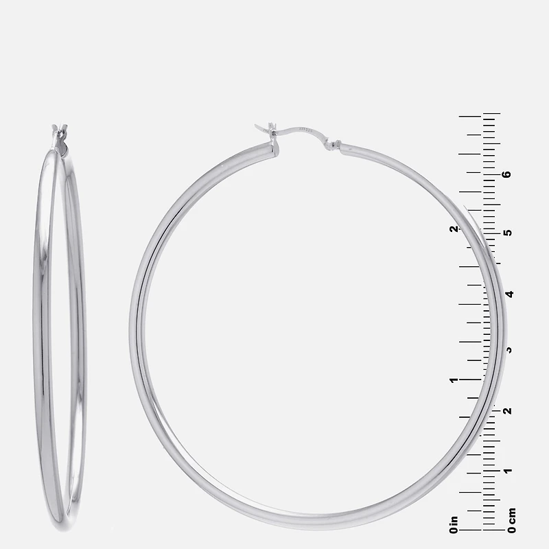 Sterling Silver Large Polished Hoop Earrings