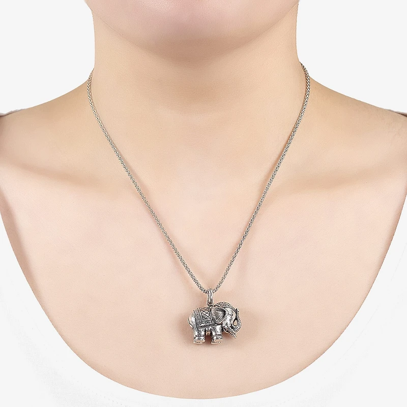 Sterling Silver Elephant Pendant Necklace