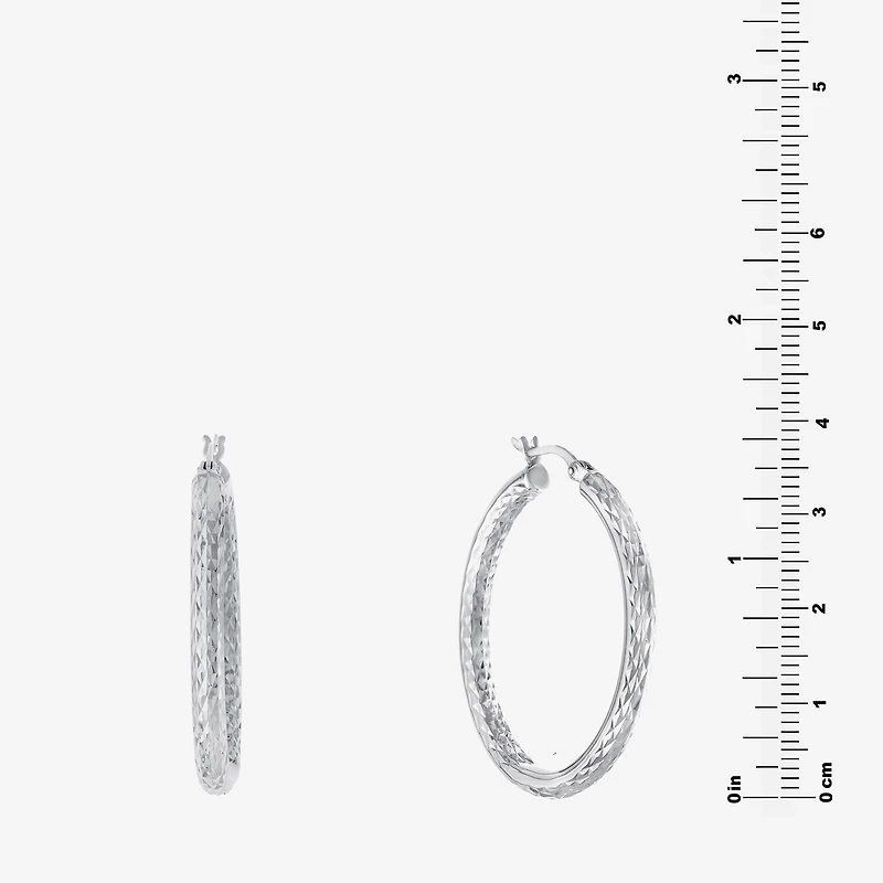 Womens Sterling Silver 37.8mm Hoop Earrings