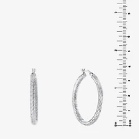 Womens Sterling Silver 37.8mm Hoop Earrings