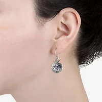 Womens Sterling Silver Round Drop Earrings