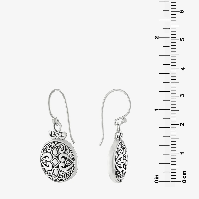 Womens Sterling Silver Round Drop Earrings