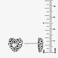 Sterling Silver 11.7mm Heart Stud Earrings