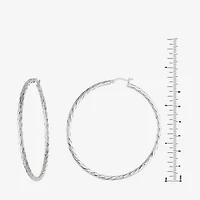 Womens Sterling Silver 50mm Hoop Earrings