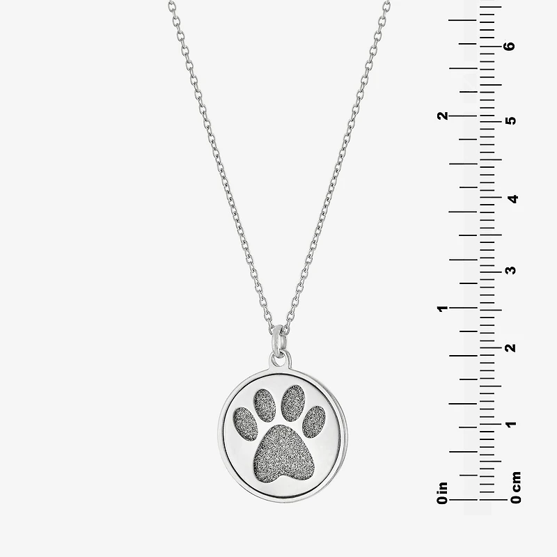 Paw Womens Sterling Silver Round 18 Inch Pendant Necklace
