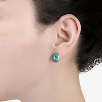 Enhanced Turquoise Sterling Silver Oval Stud Earrings