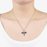 Dragon Fly Womens Enhanced Blue Turquoise Sterling Silver 18 Inch Pendant Necklace