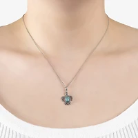 Turtle Womens Enhanced Blue Turquoise Sterling Silver 18 Inch Pendant Necklace