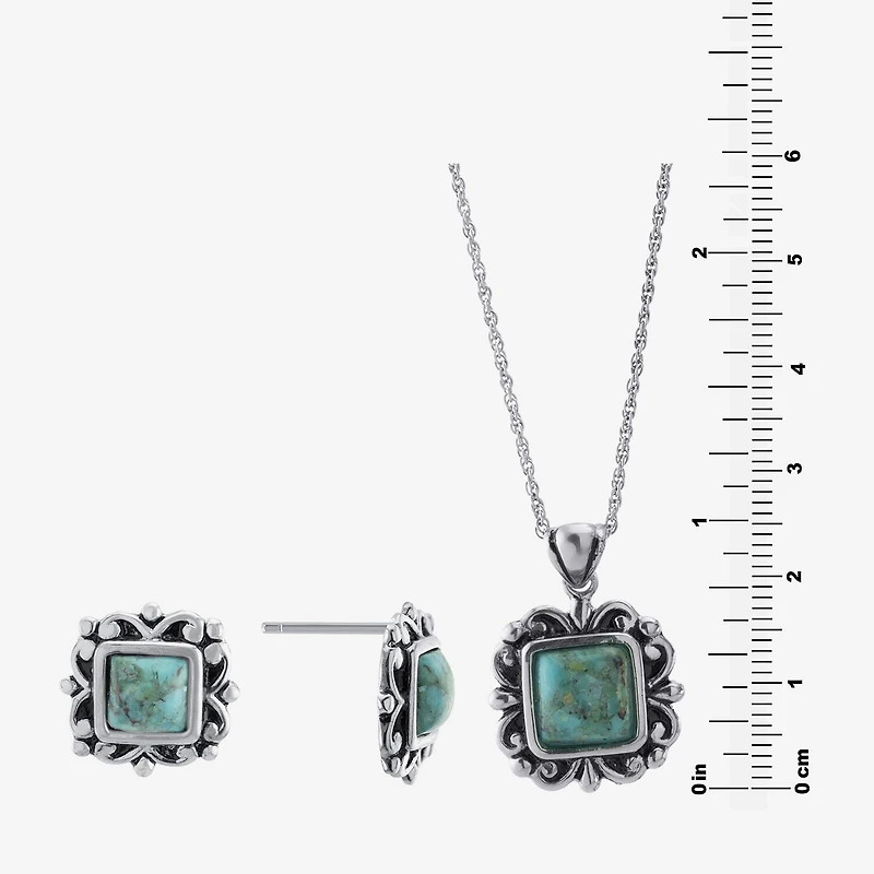 Womens Enhanced Blue Turquoise Sterling Silver 2-pc. Jewelry Set