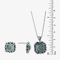 Womens Enhanced Blue Turquoise Sterling Silver 2-pc. Jewelry Set