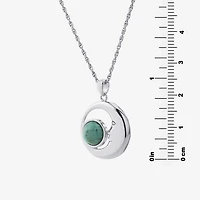 Womens Enhanced Blue Turquoise Sterling Silver Moon 18 Inch Pendant Necklace