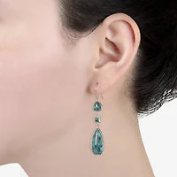 Womens Enhanced Blue Turquoise Sterling Silver Drop Earrings