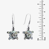 Turtle Womens Genuine Abalone Sterling Silver Drop Earrings