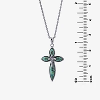 Womens Enhanced Blue Turquoise Sterling Silver Cross 18 Inch Pendant Necklace