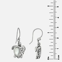 Bali Inspired Womens Genuine White Mother Of Pearl Sterling Silver Drop Earrings
