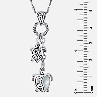 Bali Inspired Womens Genuine White Mother Of Pearl Sterling Silver 16 Inch Pendant Necklace