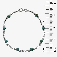 Womens Enhanced Blue Turquoise Sterling Silver Round Beaded Bracelet