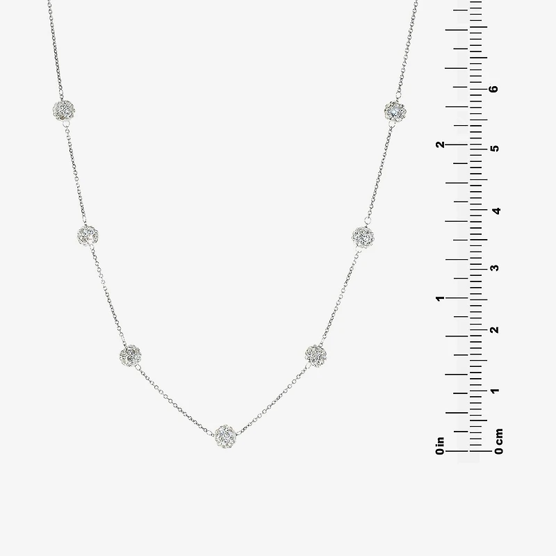 Sterling Silver Crystal Beaded Station Necklace