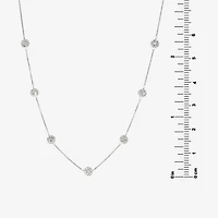 Sterling Silver Crystal Beaded Station Necklace 
