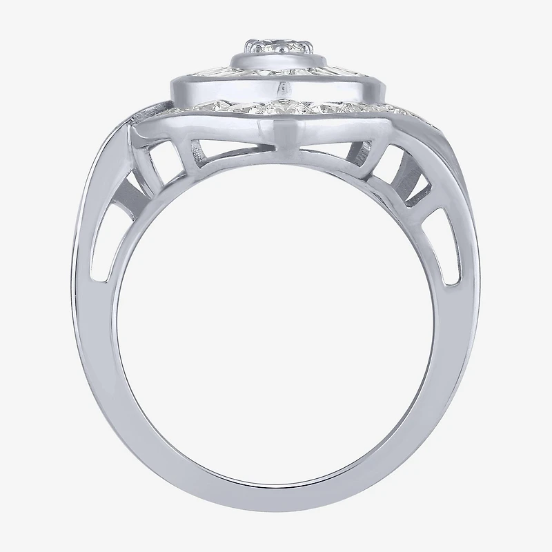 (G/ Si2) Womens 2 CT. T.W. Lab Grown White Diamond 10K Gold Marquise Cluster Cocktail Ring